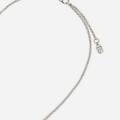 Shop Dolce & Gabbana Fine Link Necklace With Dg Logo In Silver