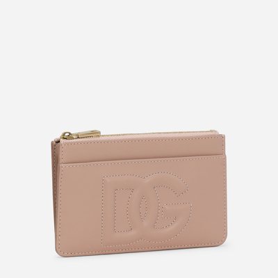 Shop Dolce & Gabbana Medium Dg Logo Card Holder In Pale Pink