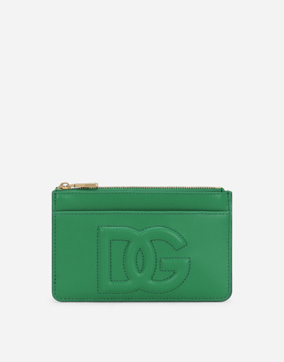 Shop Dolce & Gabbana Medium Dg Logo Card Holder In Green