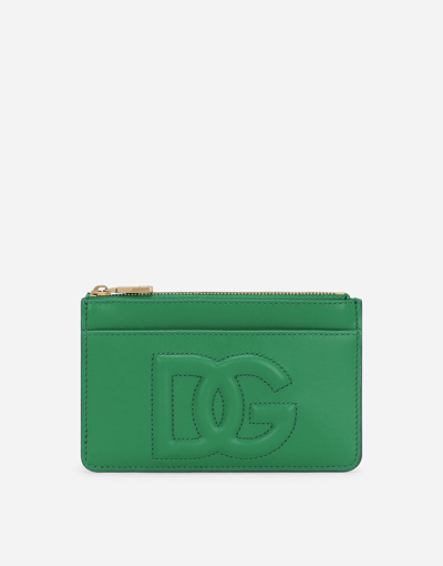Dolce & Gabbana Logo-embossed Zip Purse In Green