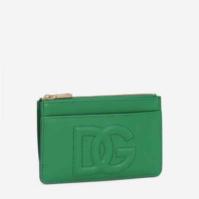 Shop Dolce & Gabbana Medium Dg Logo Card Holder In Green