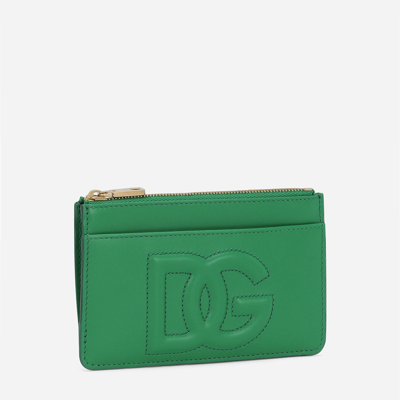 Dolce & Gabbana Logo-embossed Zip Purse In Green