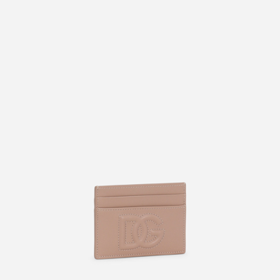 Dolce & Gabbana Card Holder With Embossed Dg Logo In Pale Pink