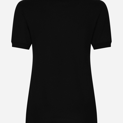 Dolce & Gabbana Black T-shirt With Logo Decorated With Crystals On The Front In Cotton Woman In Black