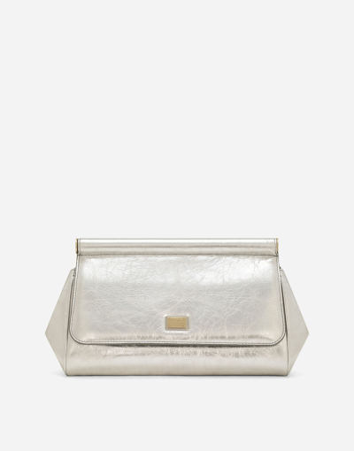 Shop Dolce & Gabbana Sicily Handbag In Silver