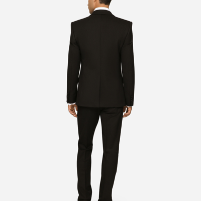 Shop Dolce & Gabbana Three-piece Sicilia-fit Suit In Stretch Wool In Black