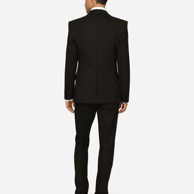 Dolce & Gabbana Three-piece Sicilia-fit Suit In Stretch Wool In Black