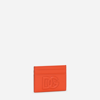 Shop Dolce & Gabbana Dg Logo Card Holder In Orange