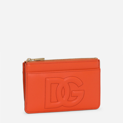 Shop Dolce & Gabbana Medium Dg Logo Card Holder In Orange
