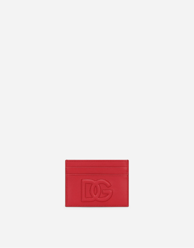Dolce & Gabbana Logo-embossed Leather Cardholder In Red