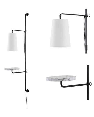 Jonathan Y Andre 11.5in 1-light Plug-in Led Sconce With White Marble Table