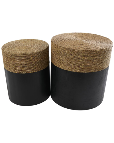 Peyton Lane Set Of 2 Handmade Wrapped Plant Accent Tables