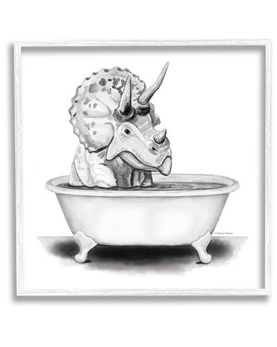 Stupell Funny Dinosaur Bathing Tub Framed Giclee Wall Art By Rachel Nieman