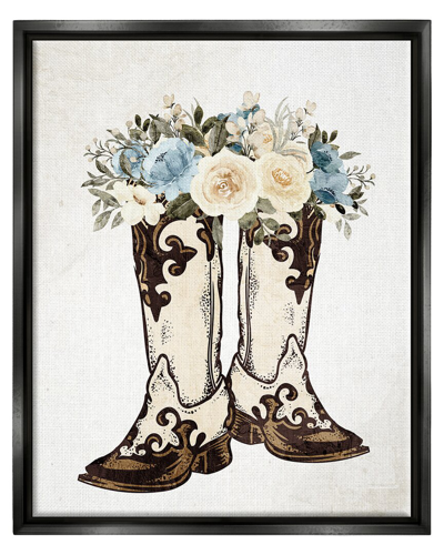 Stupell Cowboy Boot Mixed Flower Bouquet Framed Floater Canvas Wall Art By Kim Allen