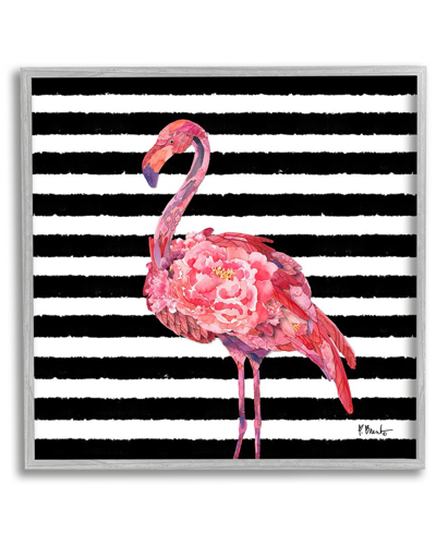 Shop Stupell Blossoming Pink Flamingo Stripes Framed Giclee Wall Art By Paul Brent