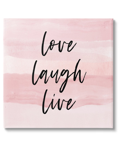 STUPELL PINK LOVE LAUGH LIVE PHRASE CANVAS WALL ART BY MARTINA PAVLOVA 