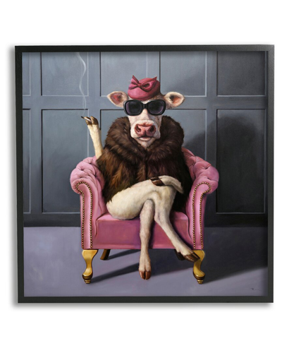 Stupell Chic Pink Glam Fashionable Cow Framed Giclee Wall Art By Lucia Heffernan