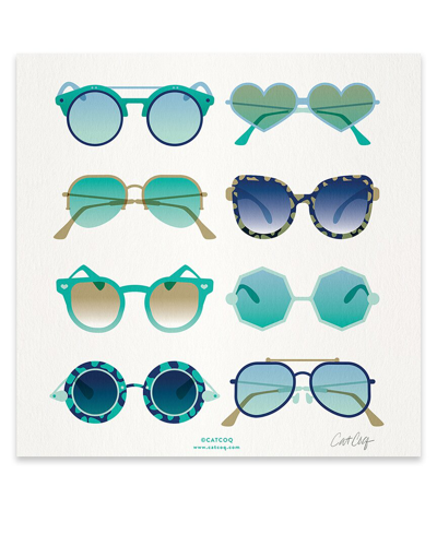 Icanvas Turquoise Sunglasses Print On Acrylic Glass By Cat Coquillette