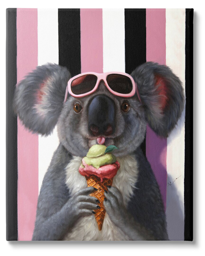 Stupell Happy Koala Ice Cream Stripes Framed Giclee Wall Art By Lucia Heffernan