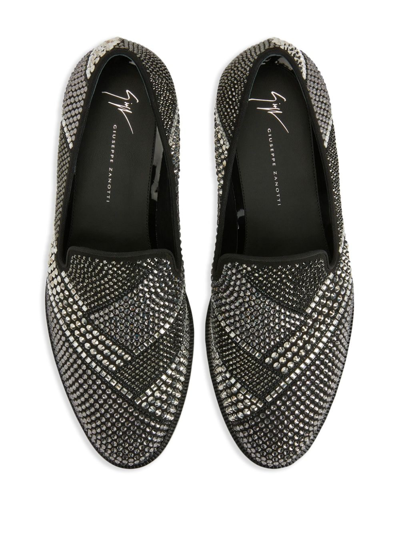 Shop Giuseppe Zanotti Raimond Crystal-embellished Loafers In Black