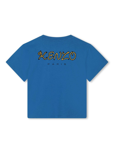 Shop Kenzo Tiger-patch Organic-cotton T-shirt In Blue
