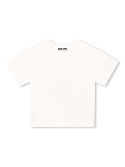 Shop Kenzo Flower-patch Organic-cotton T-shirt In White