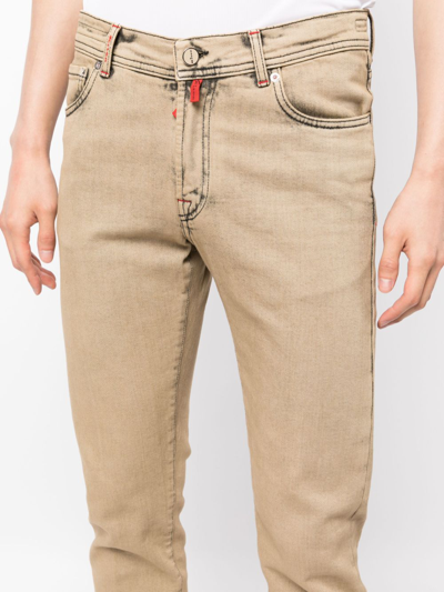 Shop Kiton Logo-patch Slim-fit Jeans In Neutrals