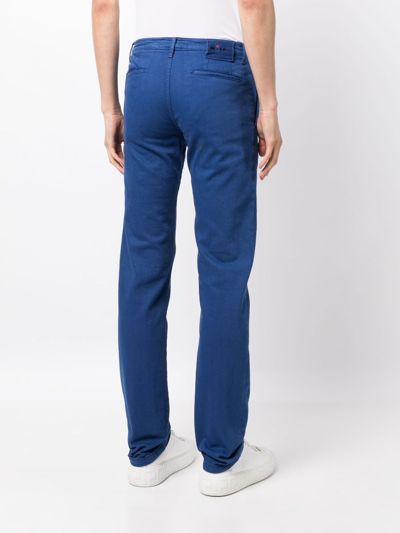 Shop Kiton Straight-leg Chino Trousers In Blue