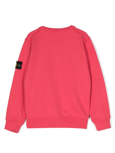 Shop Stone Island Junior Compass-badge Cotton Sweatshirt In Pink