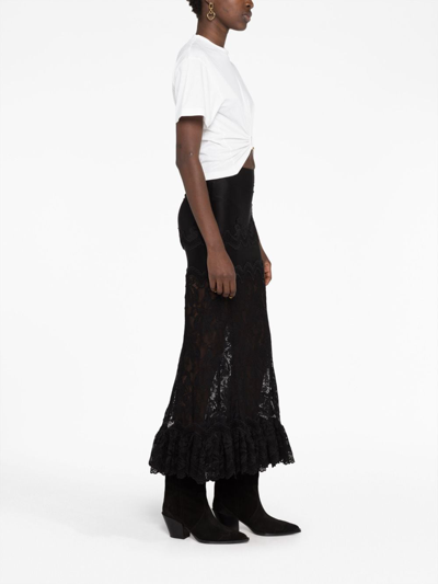 Rabanne White Crewneck Top With Short Sleeves And Ruched Cut-out On The Front In Cotton Woman In White