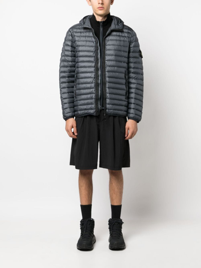 Stone Island Compass-patch Padded Jacket In Grey