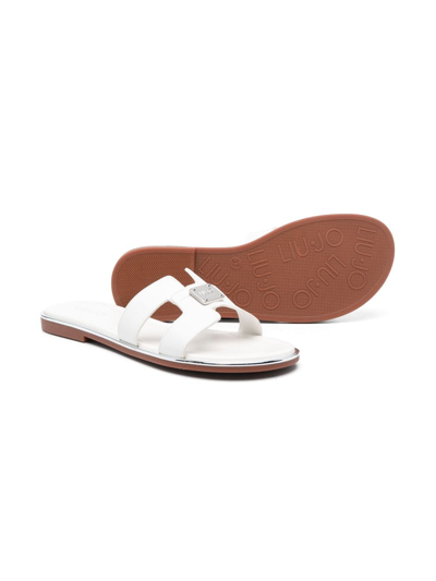 Shop Liu •jo Logo-plaque Slip-on Sandals In White