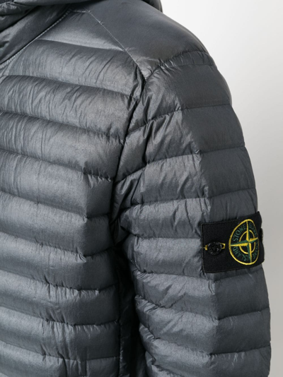 Stone Island Compass-patch Padded Jacket In Grey