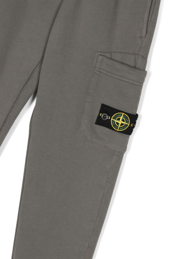 Shop Stone Island Junior Compass-badge Cotton Track Pants In Grey