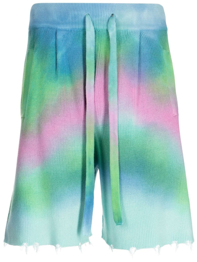 Shop Laneus Tie-dye Ribbed-knit Shorts In Multicolour