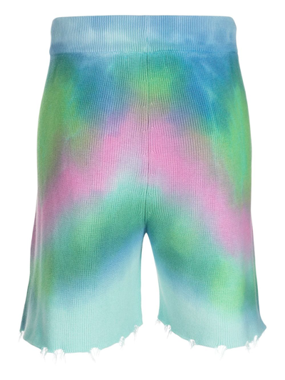 Shop Laneus Tie-dye Ribbed-knit Shorts In Multicolour