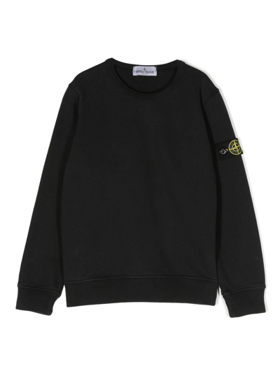 Shop Stone Island Junior Compass-patch Cotton Sweatshirt In Black