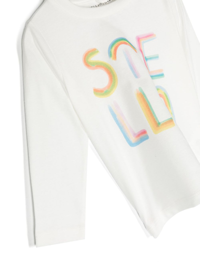 Shop Stella Mccartney Rainbow Logo-print Cotton T-shirt In White