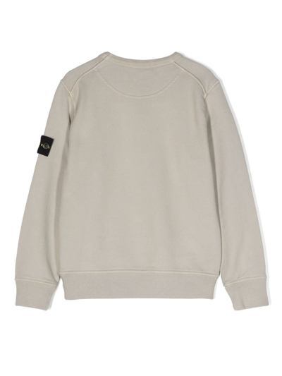 Stone Island Compass-patch Cotton Sweatshirt In Grey