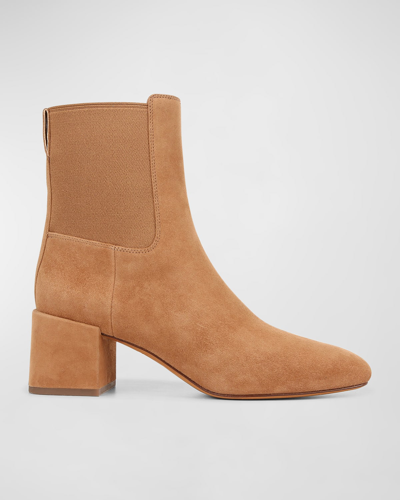 Shop Vince Kimmy Block-heel Leather Ankle Boots In Tan