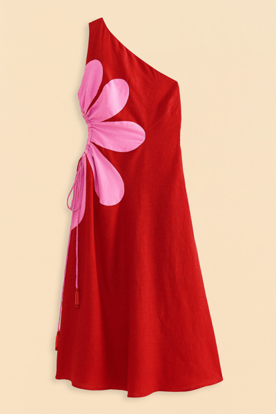 Shop Farm Rio Red Cut-out Flower Dress