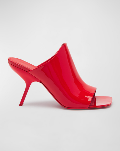 Shop Ferragamo Era Patent Stiletto Mule Sandals In Flame Red