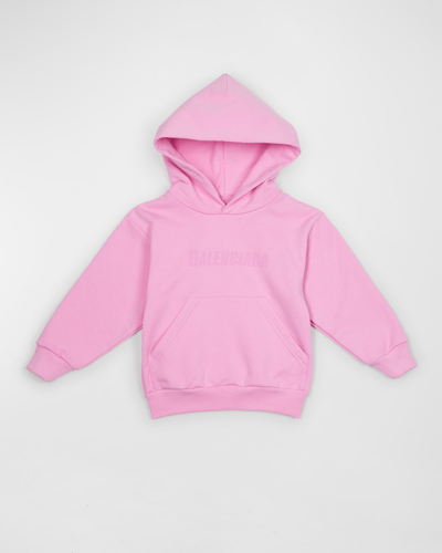 Shop Balenciaga Kid's Logo-print Pullover Hoodie In 5700 Pink/pink