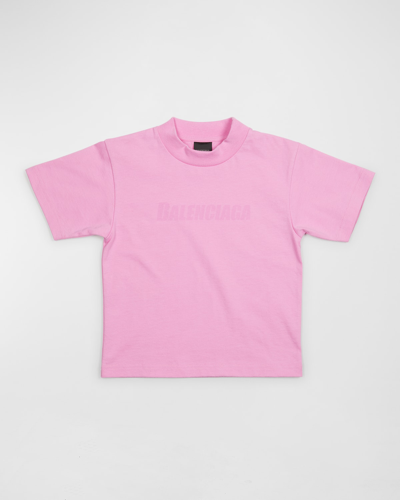 Shop Balenciaga Kid's Logo-print Relaxed T-shirt In 5700 Pink/pink