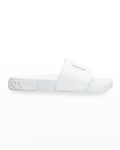 Shop Dolce & Gabbana Dg Cutout Pool Slides In White