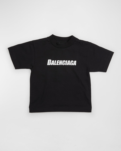 Shop Balenciaga Kid's Logo-print Relaxed T-shirt In 1070 Black/white