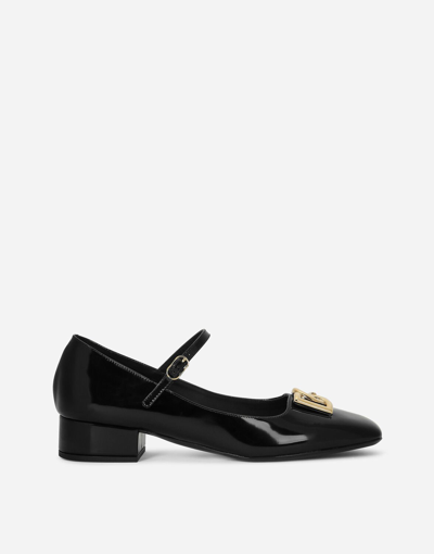 Shop Dolce & Gabbana Polished Calfskin Mary Janes In Black