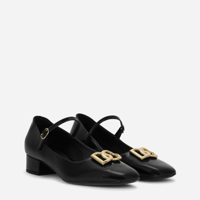 Shop Dolce & Gabbana Polished Calfskin Mary Janes In Black