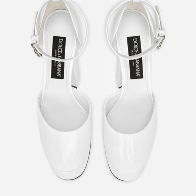 Shop Dolce & Gabbana Polished Calfskin Platforms In White