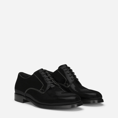 Shop Dolce & Gabbana Polished Calfskin Derby Shoes In Black